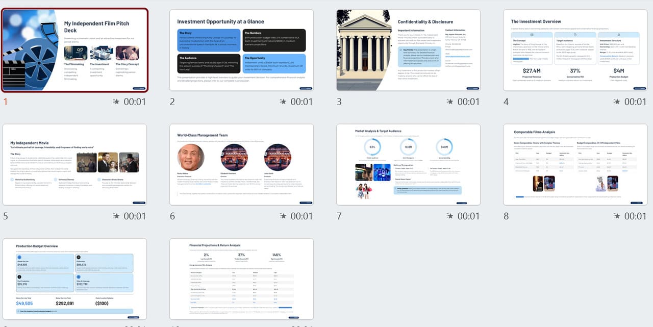 Indie Film Pitch Deck Template