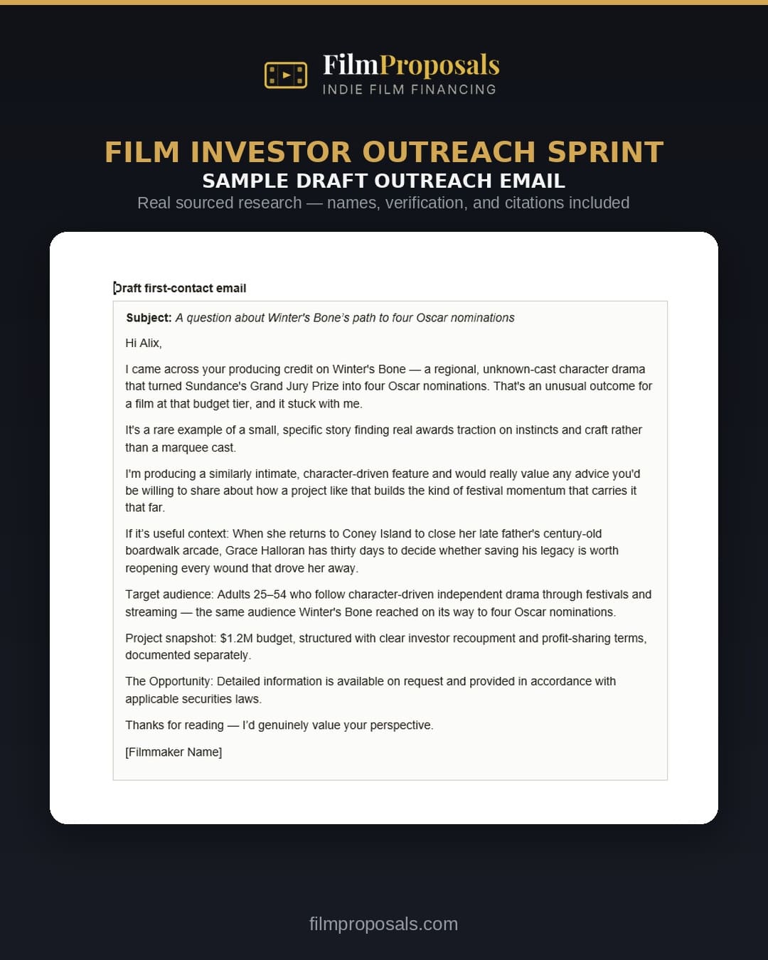 Film Investor Outreach Sprint Sample Email